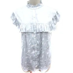 ルーニィ LOUNIE シャツ ブラウス ノースリーブ 総柄 38 スモークブルー /RT