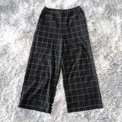 GEORGES RECH 格子柄 ワイドパンツ【36】ブラック 日本製 上品