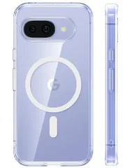 TORRAS 【Magsafe対応】 Google Pixel 9a ケース 衝?吸収 防滑 ワイヤレス充電対応 半透明 防指紋 エアバッグクッション 搭載マグネット カラー交換可能ボタン Guardian-Mag クリア