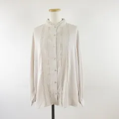 グラシア GLACIER 大きいサイズ シャツ ブラウス 長袖 ベージュ 3L *A606