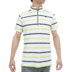 新品 [ルコックスポルティフゴルフ] 半袖シャツ ハーフジップ ボーダー柄 接触冷感 クーリング ゴルフ LG5SHS80M メンズ WH00(ホワイト)