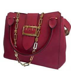 BURBERRY バーバリー カーフレザー ノヴァチェック ２Way ショルダーバッグ ハンドバッグ レッド