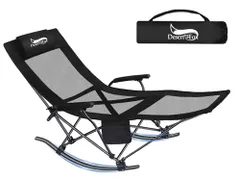 DesertFox リクライニングチェア キャンプコット ロッキングベッド 折りたたみ 2way 仮眠 昼寝 2段階調整 枕付き【耐荷重150kg】コンパクト 軽量 組み立て不要 携帯便利 室内 室外 庭園ピクニック レジャー キャンプ用 YYC/のサムネイル