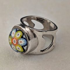 J410】ヴィンテージ サンフェイス インレイ リング 17号 - メルカリ