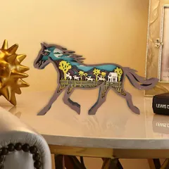 HARGIO 置物 インテリア 木製 オブジェ 北欧 インテリア雑貨 北欧雑貨 置き物 韓国 北欧インテリア 木製インテリア 雑貨 おしゃれ 可愛い 玄関 動物 小物 韓国雑貨 おもしろグッズ 人気 置きもの プレゼント (馬) [馬]