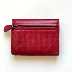 ボッテガヴェネタ　BOTTEGA VENETA 二つ折り財布　イントレチャート　レッド