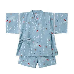 新品 [ミキハウス] 甚平スーツ 上下セット 半袖 とんぼ 金魚 日本製 男の子 花火大会 夏祭り ベビー キッズ 子供服 12-7501-682 90cm ブルー