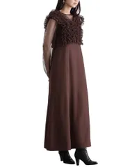 新品 [POURVOUS] 結婚式ドレス パーティードレス オケージョンドレス ワンピース 大きいサイズ 小柄 体型カバー フォーマル ぽっちゃり 韓国 お呼ばれ 着痩せ 二次会 披露宴 演奏会 女子会 (JP アルファベット L チョコ)