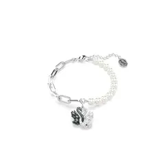 新品 [Swarovski] スワロフスキー スワンブレスレット クリスタルパール スワン ブラック ロジウム仕上げ M クリスタル ロジウム仕上げの金属 キュービックジルコニア