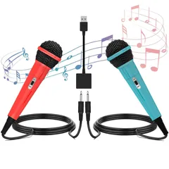 Switch用 カラオケマイク [2025アップグレード版・2本セット] スイッチ用 ＥＮＫＥ 有線マイク 2.0USB 高集音力 2人同時に歌える 3mの強靭なケーブル 軽量 簡単接続 PS5/PS4/PC/XBOX ONE/Switch2/ニンテンドースイ