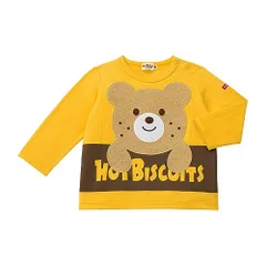 新品 [ミキハウス ホットビスケッツ] 長袖 Ｔシャツ 男の子 女の子 キッズ 子供服 黄 100cm 73-5202-492