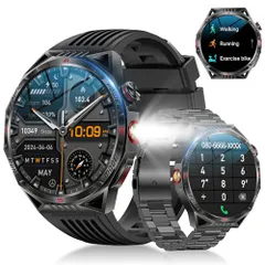 2025年新モデル スマートウォッチ Bluetooth通話 軍用規格 耐衝撃 1.85インチ超大画面 2本バンド付き APP通知 300＋文字盤 100＋運動モード 450mAh長持ちバッテリー IP68防水 iPhone/アンドロイド対応 日本語説明書付き