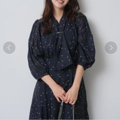 美品 ジャスグリッティー プリントボウタイワンピース JUSGLITTY 