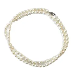 ロング ネックレス 2連 パール 真珠 6mm 白 ホワイト /KW ■GY18