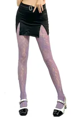 [TOMOTHY] レースタイツ 柄タイツ 柄ストッキング ハロウィン 花柄 パープル 紫 [パープル] [Free Size]