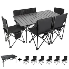 アウトドア バーベキュー テーブルセット 7点 チェア6脚とテーブル 収納袋付き 初心者の方にも 【大人数でのBBQにもこれ１セットで！】