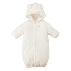 新品 [ミキハウス] ツーウェイオール カバーオール ロンパース 防寒 ジャンプスーツ 日本製 男の子 女の子 ベビー ベビー服 赤ちゃん 43-2606-494 50-70cm 白×黄