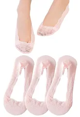 [TOMOTHY] パンプス用靴下 レース 浅め 3足セット フットカバー レディース パンプス 靴下 ピンク3足 [ピンク3足]