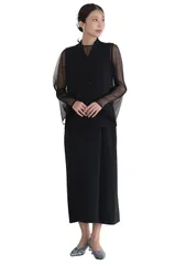 [MORE AUNI] パーティードレス 結婚式 シアーレイヤード 2WAY ドレスセット ジャケット シャツ キャミワンピース 3点セット 謝恩会 同窓会 成人式 二次会 披露宴 ゲスト 1.5次会 325283 ブラ [ブラック / 325283] [M]