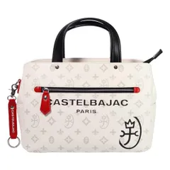 新品 [カステルバジャック] トートバッグ ミニトート ハンドバッグ ドライビングトート 手持ち カジュアル メンズ 048521 サシャ 総柄 横型 キーリング ストラップ 【31】 ホワイト