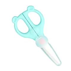 Sugarello セラミックはさみ 幼児用食事はさみ 離乳食 パンダの形 キッチンハサミ さびない 軽量 麺きりハサミ 子供用 キャップ付き 持ち運び便利 介護食 キザミ食 キッチンばさみ (ブルー) [ブルー]