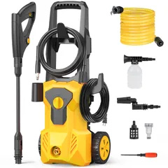 Amison 高圧洗浄機 3種類のノズル付き 27mの作業範囲 最大水圧10MPA 車用・家庭用高圧クリーナー 水道直結・自吸両用 取り付け簡単 豊富な付属品 洗車用 アウトドア用 花の水やり 泥落とし ガラス、路面、階段の清掃 日本語説明書 4b24173f