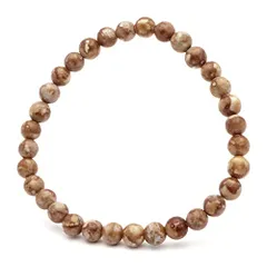 新品 [GOLD STONE] 姫川薬石 ブレスレット 6mm 新潟県 糸魚川産 日本銘石 証明書付き 内周 約17.5cm