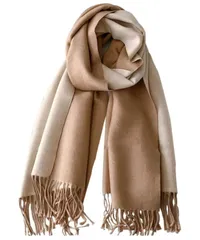 [Elixio] [エリクシオ] マフラー ストール レディース 大判 リバーシブル カシミヤタッチ 柔らかい あたたかい コンパクト 可愛い お洒落 上品 無地 プレゼント 秋 冬 (キャメル×ベージュ) [キャメル/ベージュ]