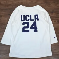 Champion　チャンピオン　フットボールTシャツ　7分丈　カレッジ　UCLA　染み込み　Tシャツ　ホワイト　アメリカ製　Lサイズ