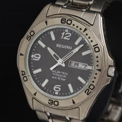 稼働 シチズン レグノ E101-S028302 ソーラー チタニウム 黒文字盤 デイデイト メンズ腕時計 KRH 2000000 NSK