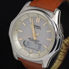 稼働 カシオ ウェーブセプター WVA-M630 タフソーラー 白文字盤 アナデジ メンズ腕時計 KRH 2000000 NSK