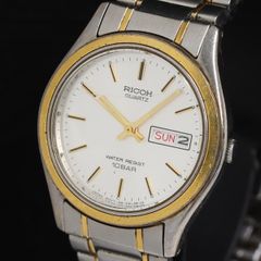 新品電池稼働】RICOH 310005 デイデイト シルバー×ゴールド コンビ 