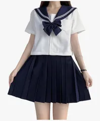 GSYCL セーラー服 コスプレ JK 制服 3点セット 紺 女子高生 スカート  半袖