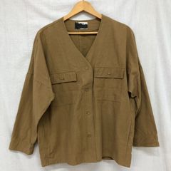 アンティカ ワークジャケット コットンテンセル カバーオール Vネック ポケット付きシャツジャケット ベージュ FREE