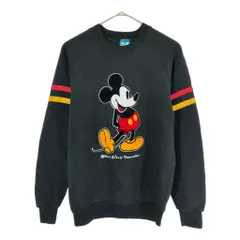 80年代 USA製 Disney ディズニー ミッキーマウス スウェット アニメ キャラクター ブラック(メンズ M)中古 古着 X4430