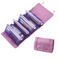 メイクポーチ トラベルポーチ 化粧ポーチ 大容量 4仕切り 旅行 防水 コスメポーチ 洗面用具 旅行用 持ち運び 折り畳み トラベル 取り外し 多機能 トイレタリーバッグ 吊り下げ 化粧品入れ 小物入れ 収納バッグ メンズ レディース (パープル [パープル]