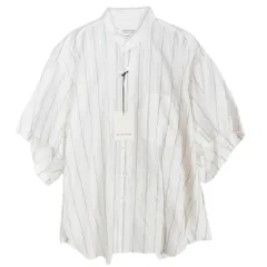 beautiful people ビューティフルピープル double-end cotton silk JQ stripe shirt ダブルエンド コットンシルク ジャカード ストライプ 半袖 シャツ ホワイト系 36【極上美品】【中古】のサムネイル