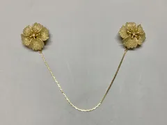 SN1335 チェーンブローチ スカーフブローチ 襟ピン フラワー 花 ゴールドカラー アンティーク 重量13.4g