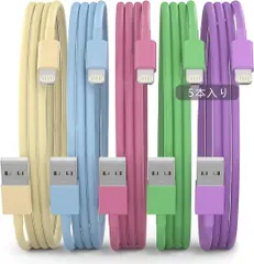 iPhone 充電ケーブル 1/1/2/2/2M 5色5本セット 234K809