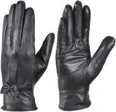 株式会社カツト レディース ラム革 手袋 レザー 婦人 羊革 革手袋 フルフィンガー 黒 ビジネス フォーマル カジュアル ファッション 暖かい 本革 子羊 ラムスキン フィット感 防寒 軽量 保温性 プレゼント (TB-011,  L)