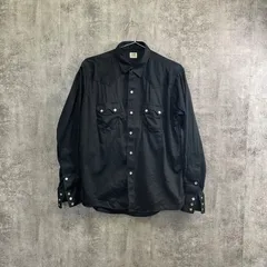 【T-410】Lee Lサイズ ウエスタンシャツ ブラック 長袖 シャツ メンズ 古着 ウエスタンデザイン スナップボタン 黒シャツ カジュアル アメカジ ヴィンテージ風 古着男子 春秋トップス