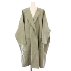 ミズイロインド mizuiro ind ノーカラーコート アウター ロング コットン カーキ /KH