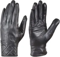 株式会社カツト レディース ラム革 手袋 レザー 婦人 羊革 革手袋 フルフィンガー 黒 ビジネス フォーマル カジュアル ファッション 暖かい 本革 子羊 ラムスキン フィット感 防寒 軽量 保温性 プレゼント (TB-018,  L)