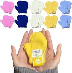 ノーブランド品 ミトン 手袋 アクリル100% キッズ 赤ちゃん ベビー 子供 保育園 幼稚園 暖かい 防寒 ギフト かわいい 冬 プレゼント 贈り物 贈答品 (ピンク オフホワイト イエロー ブルー ライトブルー,  10セット)