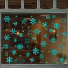 部屋 クリスマス雑貨 店 のりなし シール DIY 雪片 冬 インテリア 静電気で吸着 窓 青 飾り クリスマス 9枚セット 雪の結晶 ステッカー