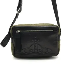 美品 Vivienne West Wood ヴィヴィアンウエストウッド オーブ キルティング コットン レザー ボディ ショルダー バッグ ブラウン a12045