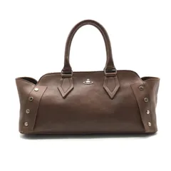 良品 Vivienne West Wood ヴィヴィアンウエストウッド オーブ ヌーロック スタッズ レザー ハンド トート バッグ ブラウン ブランド a12046