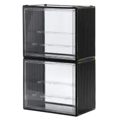 Neutral Zenith ディスプレイケース フィギュアケース アクリル コンテナ仕様 ケース ガチャガチャ ディスプレイ ショーケース (ブラック 2個セット) [ブラック 2個セット]