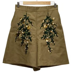 美品 Lois CRAYON ロイスクレヨン フラワー刺繍 キュロット M ベージュ レディース 古着 中古 USED