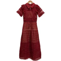 良品 self-portrait セルフポートレイト ハート レース ワンピース サイズUS4 レッド レディース 古着 中古 USED